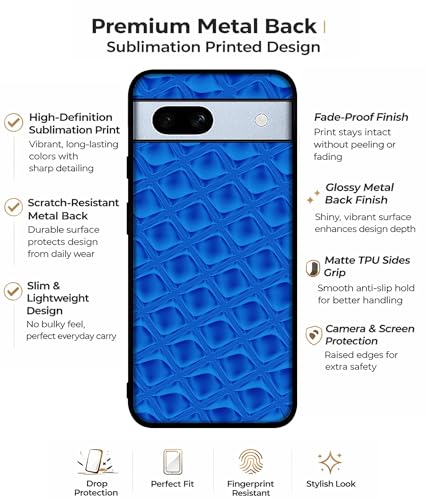 Image of Blue Diamond Design Premium 2D Printed Metal Back Case Cover for Google Pixel 7A 5G