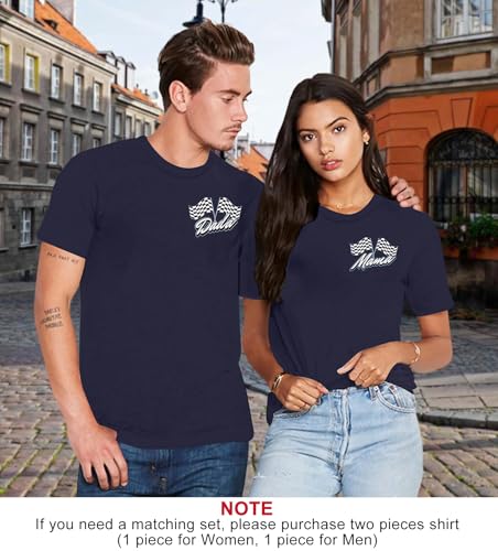 Image of Racing Birthday Party Matching Shirt Mom and Dad Car Racer Couple T Shirt Checkered Flag Short Sleeve Tee Tops
