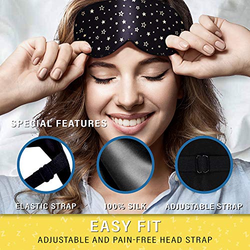Image of Silk Sleep Eye Mask for Men Women, Comfortable Super Soft Eye Mask with Adjustable Strap, 100% Pure Silk, Works with Every Nap Position, Ultimate Sleeping Aid Blindfold, Blocks Light, Jersey Slumber