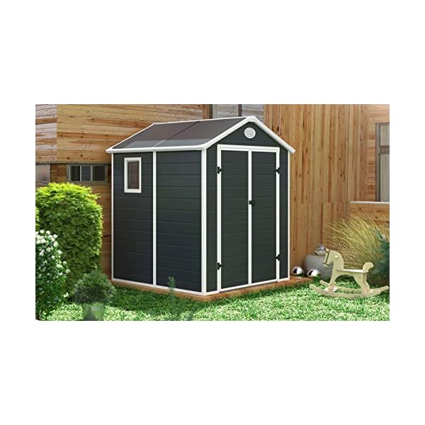 Gardiun Gartenhaus aus Harz Donna - 3,57 m² Außenfläche 190x188x225 cm Anthrazit/Weiß – Bild 5