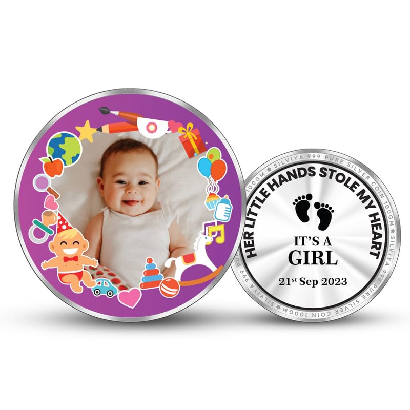 BIS Hallmarked Ideal and Memorable Baby Shower Gift - Personalized 999 Pure Silver Newborn Coin (10g, 20g, 50g, 100g) - Ideal Keepsake - With Authenticity Certificate-image-17