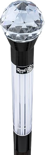 Royal RC Canes Bastón con mango de bola de cristal con luz Lucite y madera de wengué
