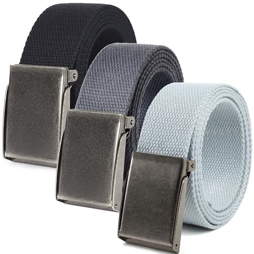 Image of Mile High Life Canvas Web Belt | Cut to Fit Up to 52 inch | Flip-Top Matte Silver Nickel Buckle 12 Colors