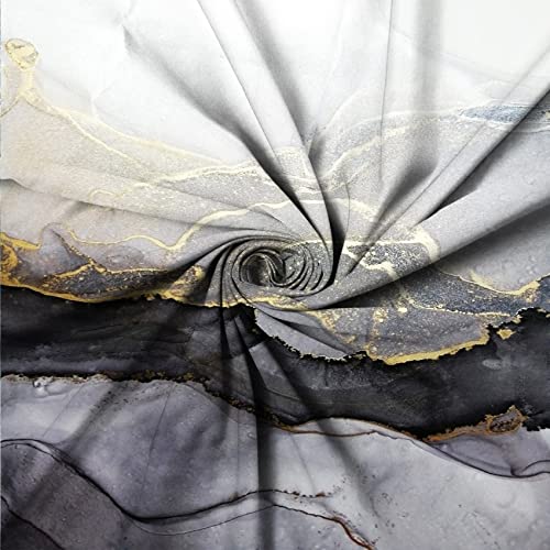 MIRRORANG Black Marble Stall Shower Curtain,Colorful Marble Element and Golden Ink Shower Curtain Sets with Hooks for Bathroom Home Decor,Waterproof Polyester - Image 4