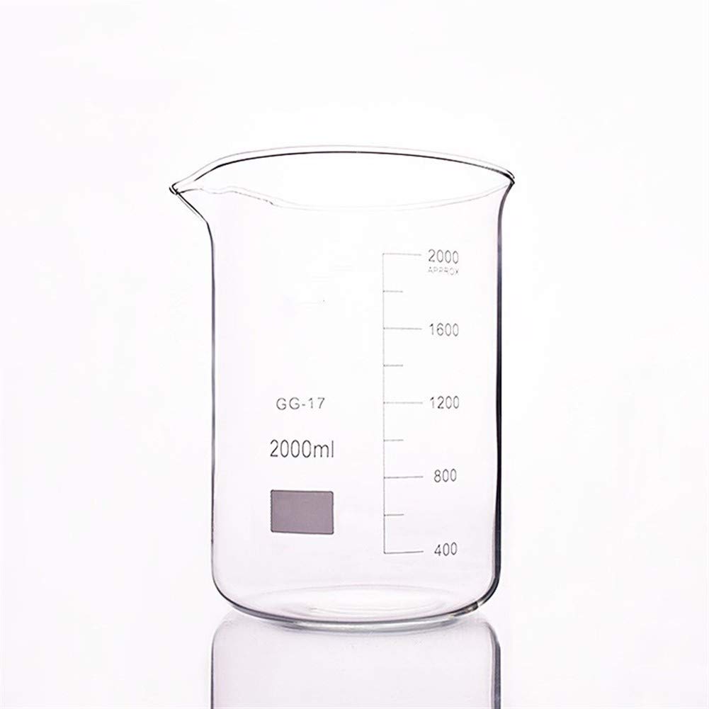 HMTE Vaso de precipitados de Vidrio en Forma Baja, Capacidad 2000 ml, Diámetro Exterior = 134 mm, Altura = 196 mm, Vaso de precipitados de Laboratorio (Capacidad: 2000 ml) (2000 ml)