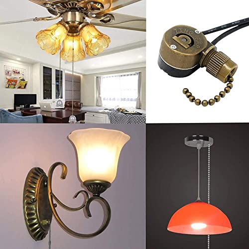 Image of Ceiling Fan Light Switch Metal Zing Ear ZE-109M,Two-Wire ON-Off Pull Chain Switch, Compatible with Hunter Ceiling Fan Light (Bronze)2 Pcs