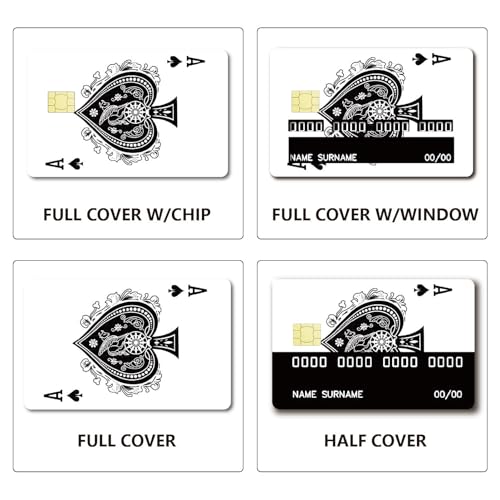 CREATCABIN Spade A Card Stickers Skin Playing Ace Card Cover Waterproof Bank Transportation Key Debit Credit Card Skin Decals Protecting Personalizing Card Sticker No Bubble for Card Decor 7.3x5.4Inch - Image 4