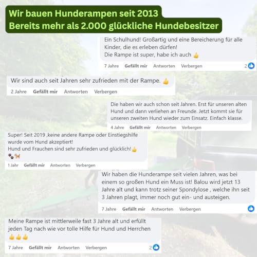 PAWVIA® Extra Lange Hunderampe – 2,6 m Teleskop-Rampe aus Aluminium – Gelenkschonender Einstieg für große Hunde – ideal für SUV, Wohnmobil, und PKW – Made in Germany