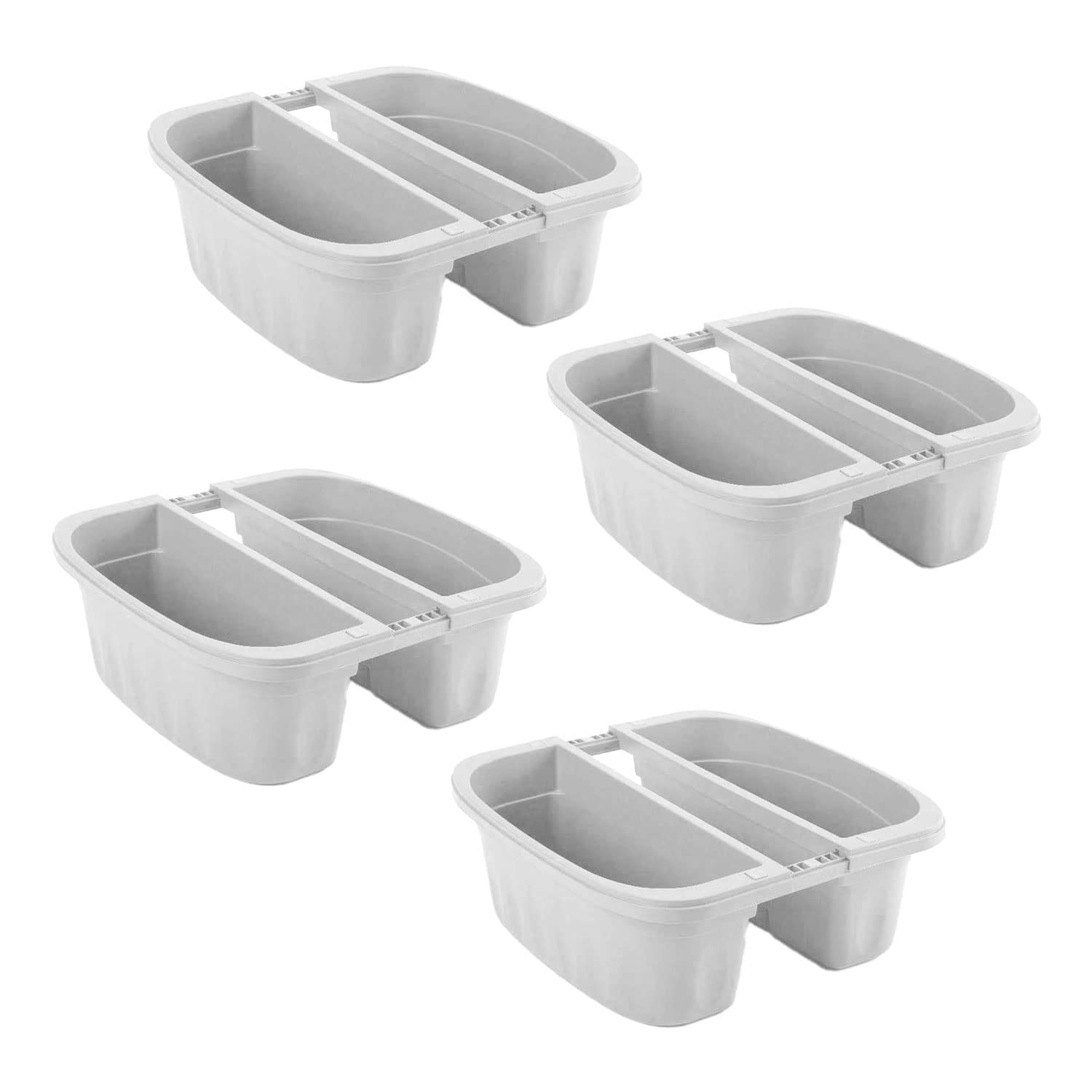 FRANKYSTAR Klunia 40 - set di 4 balconiere doppie da 40cm con agganci regolabili e riserva d'acqua (Bianco)