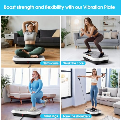 Image of SoftGym Vibration Plate Exercise Machine for Lymphatic Drainage Weight Loss,120 Speed Levels Vibrating Platform with Resistance Bands,Full-Body Workout Equipment for Muscle Activation