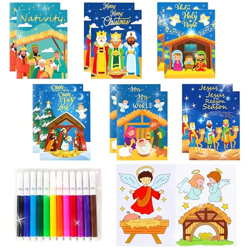 JeVenis Mini libri da colorare di Natale per bambini vintage bomboniere di Natale libro di attività riempitivi per feste di compleanno regalo bomboniere aula forniture artigianali 28 pezzi