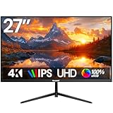 Gawfolk 4K Monitor 27 Zoll IPS Monitor 60Hz, PC Bildschirm UHD 3840 x 2160p Rahmenloses Computerbildschirm für Home Office Business, DP, HDMI, VESA 75 * 75MM
