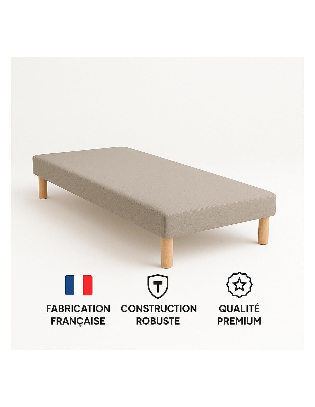SOMMIER TAPISSIER GRIS 90x190 cm | FABRICATION FRANÇAISE ARTISAN