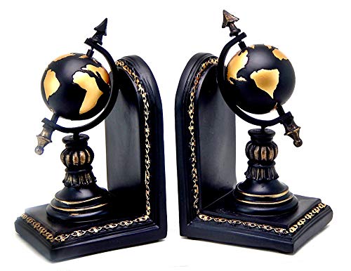 Bellaa Decorative Bookend Celestial Globe Armillary Industrial Art Decor Statues Book Shelves Stoppers Holder Nonskid Shelf Heavy Ends Supports Vintage Farmhouse Home Decor 8.5 Inch #TOP1