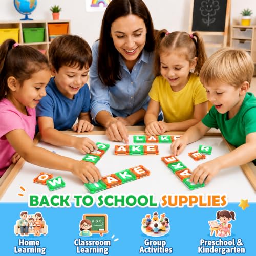 Image of Magnetic Tiles Learn Letters Magnetic Building Blocks for Kids Ages 3-12