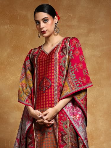 Image of Varanga Women-Gota Detailed Ethnic Floral Printed Kaftan & Trouser