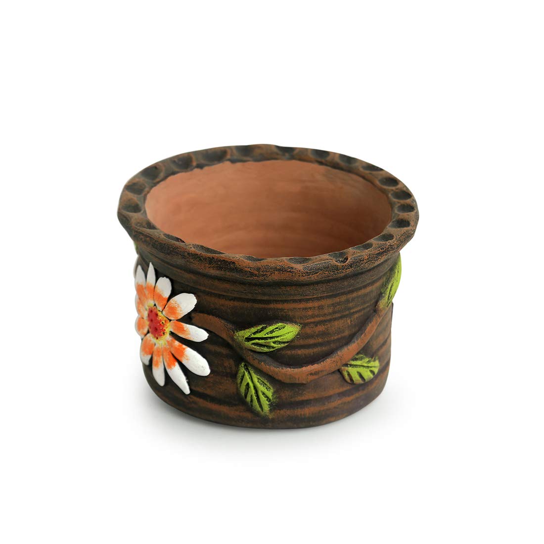ExclusiveLane Terracotta Planters for Garden Decoration Items Outdoor & Balcony Terracotta Pots for Plants, Cedar Brown, 5.4 x 5.4 x 4.0 Inch - Image 3 thumbnail