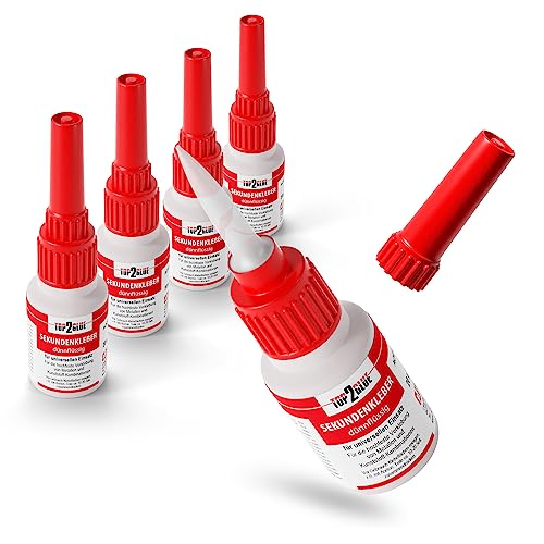 Top2Glue Sekundenkleber extra stark - 100gr - hochfester Cyanacrylat Kleber - wasserfest, dünnflüssig, hitzebeständig, Industriequalität - Spezial Verschluss Alleskleber Kunststoff, Metall, Glas, Holz