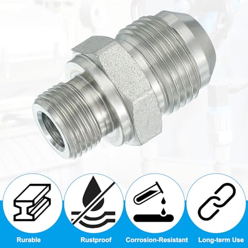 Image of PATIKIL Hex Reducing Nipple Connectors Pipe Adapter 7 /8 inch Male 37 Flare JIC x 3 /8 inch g Male, Pipe Fitting Reducer Nipple Adapter Plated Steel Hydraulic Fitting