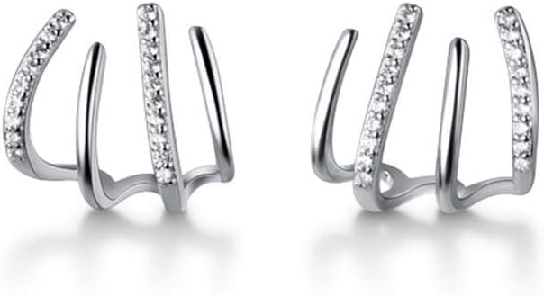 SLUYNZ 925 Sterling Silver CZ Luxury Cuff Earrings Stud for Women Girls Huggie Earrings Piercing Half Hoop Earrings Wrap Minimalist Mother's Day Gift Earrings