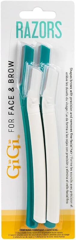 GIGI Aparelhos de Barbear Faciais e para Sobrancelhas Teal, Pacote com 4