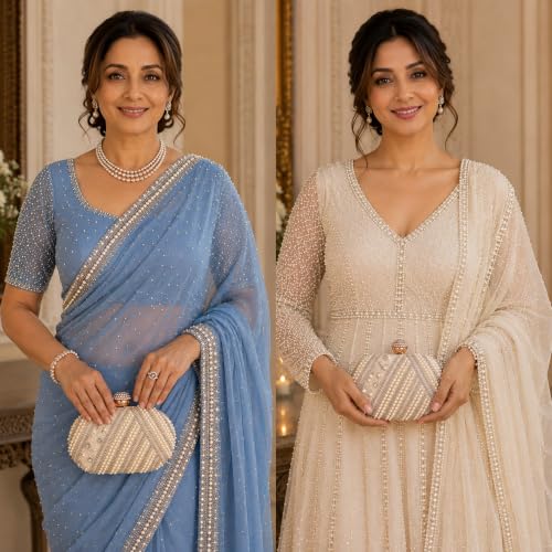 Image of THE TAN CLAN Rabia Hand Embroidered Clutches for women Purses Luxury Evening Handbags for ladies
