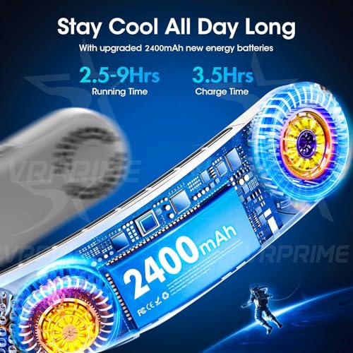 Image of DRIFTX Portable Neck Fan Rechargeable | Neck Fan for Kitchen Women | Better then Hand Fan Desk Fan | 4 Turbo Motor 3 Speed Low Noise Motors (White, 2400mAh)