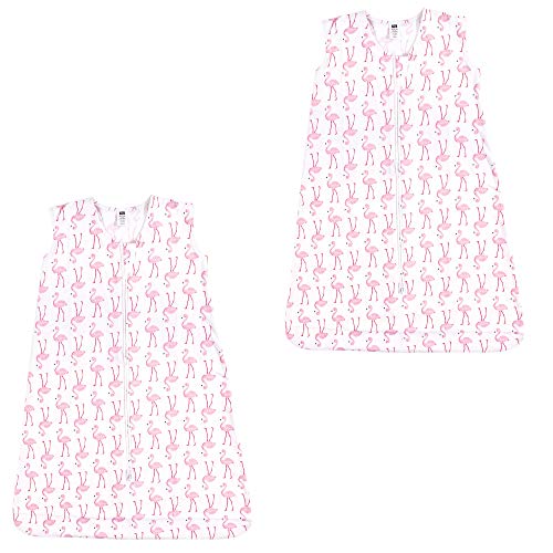 Hudson Baby Unisex Baby Cotton Sleeveless Wearable Sleeping Bag, Flamingo 2-pack, 6-12 Months US