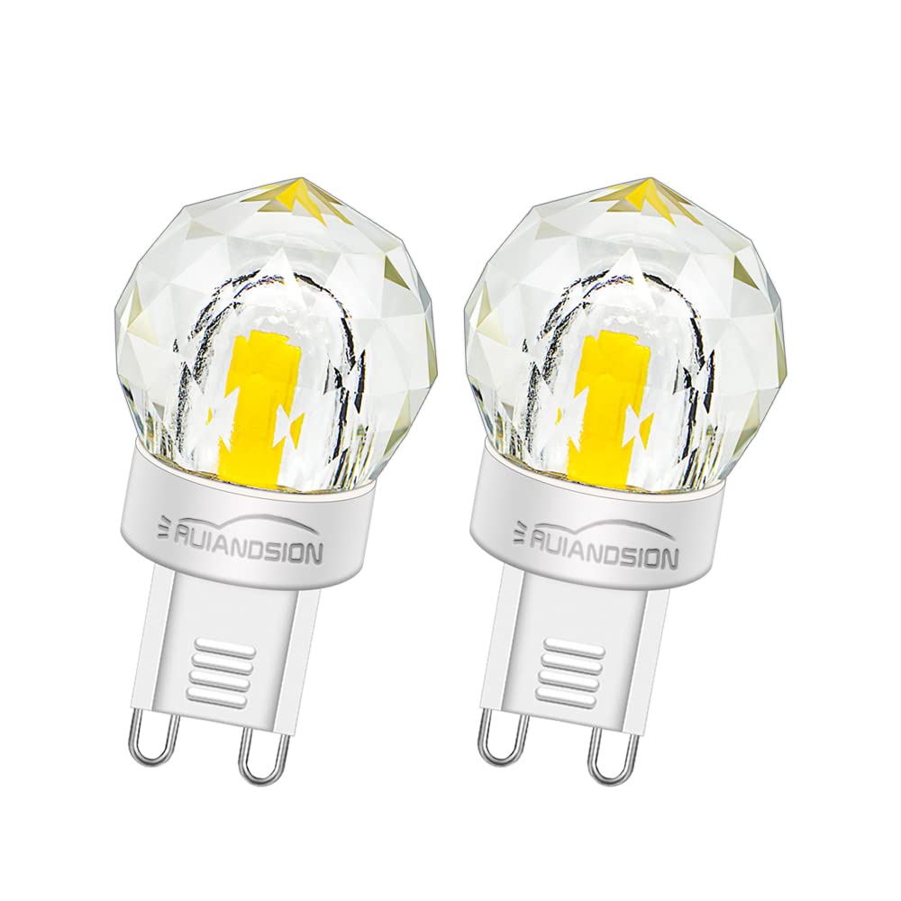 Ruiandsion G9 LED Bulb 3W AC 220V - 240V Replace 28W 33W G9 Halogen Bulb 300LM White G9 Diamond Shaped Bulb for Chandelier Home Lighting, Non-Dimmable (Pack of 2)