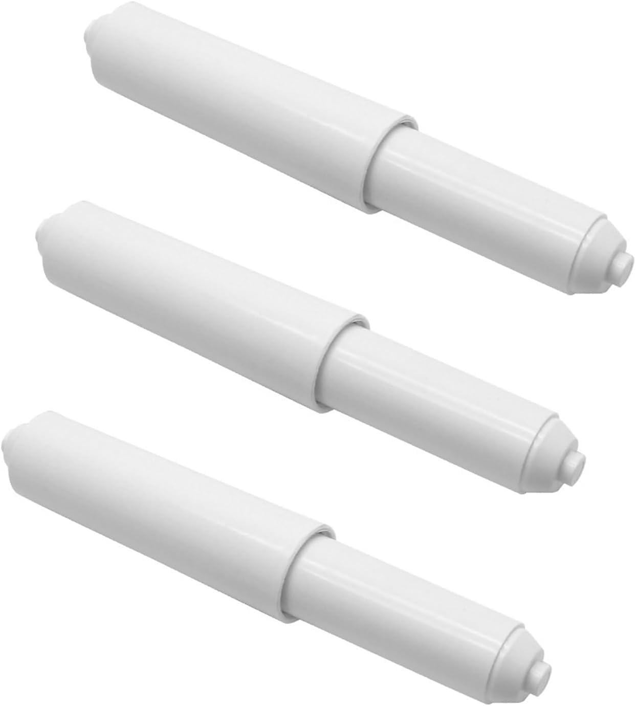Toilet Paper Holder Rollers, 3Pcs Spring Loaded Toilet Roll Holder Replacement Rollers, Plastic Toilet Tissue Holder Insert Spindles for Bathroom, Easy Installation, White
