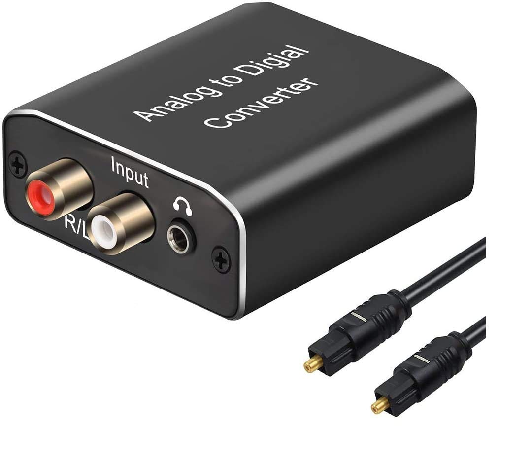 Analog to Digital Audio Converter,Hdiwousp Aluminum RCA to Optical with Optical Cable, Stereo L/R and 3.5mm Jack to Digital Toslink Coaxial Audio Adapter DKURVE®