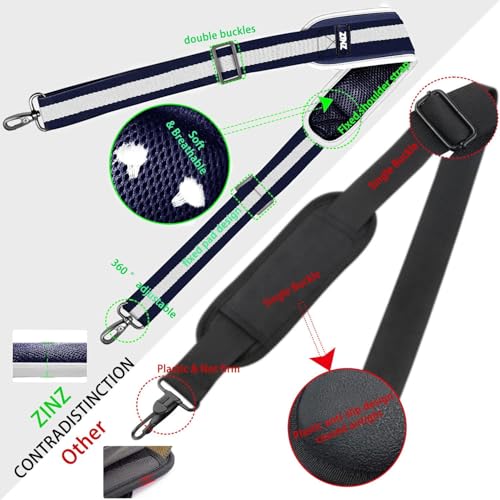 Image of ZINZ Shoulder Strap Universal Bag Strap - 78 inch Ultra-Thick Padded with Dual Balanced Adjustable Buckles for Briefcase, Travel, Sports, Laptop, Crossbody Bag,Stripes-BuWBu