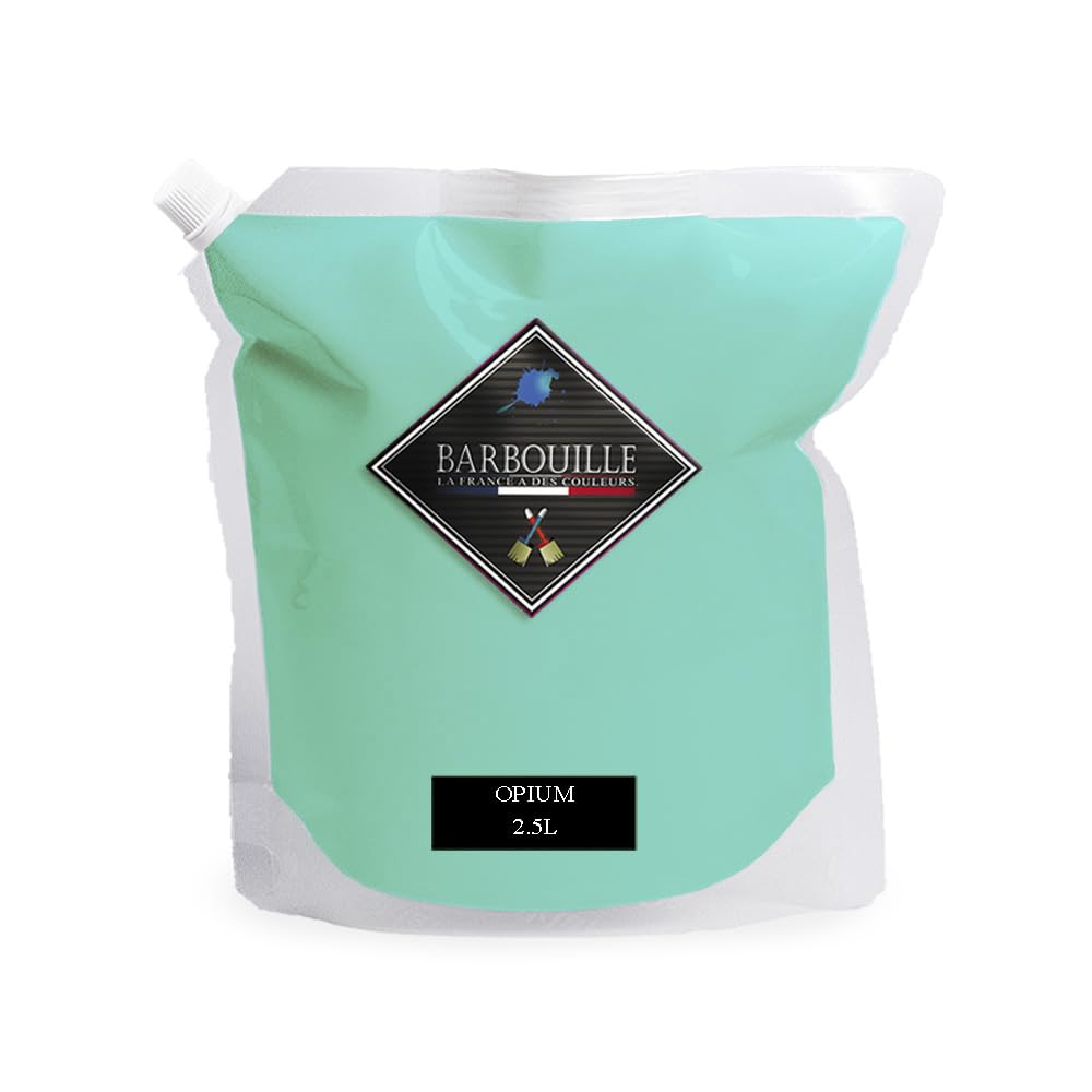 Peinture Vert Menthe Acrylique Opium - Aspect Velours - Peinture Mur, Plafond & Boiserie - Lessivable - Séchage En 30 min - COV A+ - Fabriquée En France - 2,5 L - BARBOUILLE