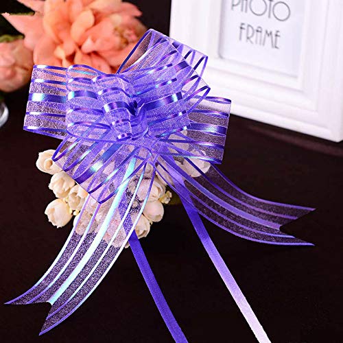 Image of 10 Bow Blue Large Organza Pull Bow Ribbon Craft Wedding Decoration Gift Pull Bows