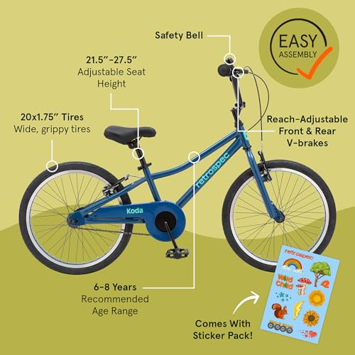 Image of Retrospec Koda Plus Kids Bike for Boys & Girls Ages 6-8 Years - Children's Bicycle, Adjustable Seat & Handlebars