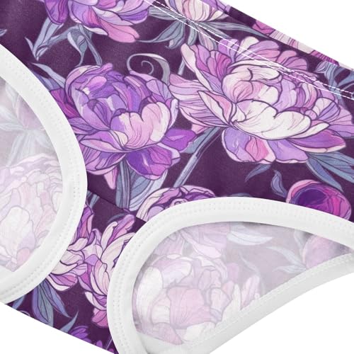Joisal Cotton Girls Underwear Toddlers Peony Flowers Purple Aesthetic Little Girl Panties Aesthetic Briefs Undies Kids 2t4