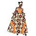 iooiooi Womens African Print Party Maxi Dress Tradition Dashiki Ankara Long Dress & Headwrap