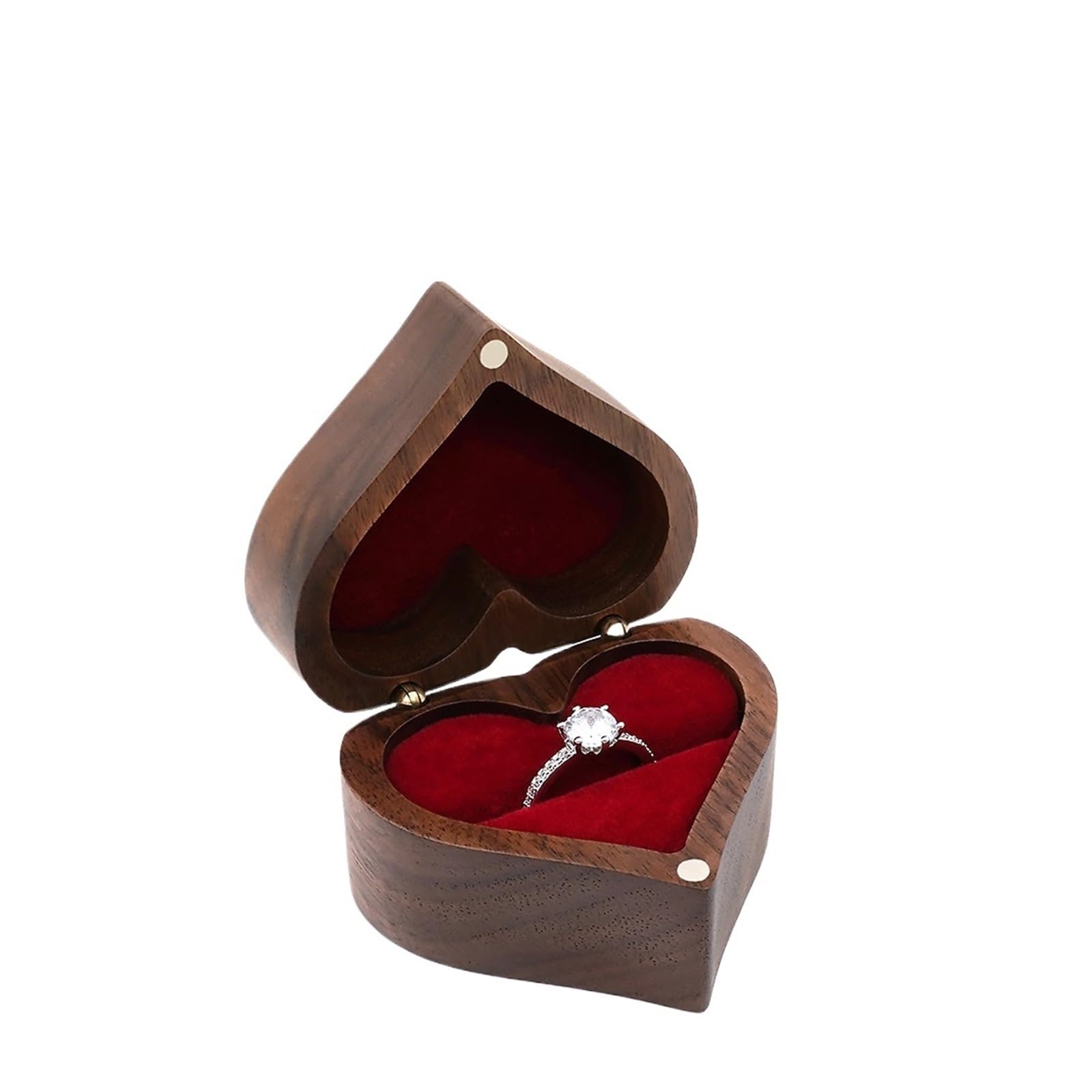 LCKKJHG Wedding Ring Box Heart-shaped Wooden Jewelry Box Proposed Jewellery Case Wedding Display Storage Organizer Earring Ring Necklace(Color 02,NO ENGRAVING)