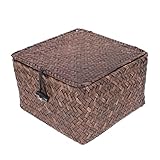 ULTECHNOVO 1Stück Seegras Aufbewahrungskorb mit Deckel Vielseitig Einsetzbar für Wohnzimmer und Schlafzimmer Platzsparendes Design