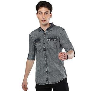 STREETKING Street King Men Denim Double Pocket Casual Shirts