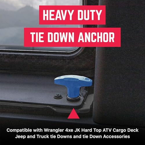 Image of GPCA Quick Release Tie Down GP Anchor PRO w /Nut, Wrangler JK 2007-2018 | T-Handle, Jeep JK Hardtop Bolts & Cargo Hooks, M8 25mm Thumbscrew, Jeep Wrangler Accessories (6PC, Blue)