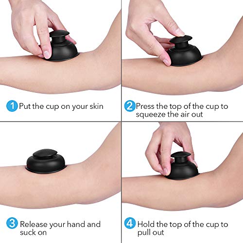 Hydream Silikon Schröpfen Cups, Anti Cellulite Massage Cups Cupping Set Therapie Set Vacuum Tassen Schröpfgläser Body Saugnäpfe Vakuum Massagegerät für Anti Aging, Muskel Entspannung (12PCS/Schwarz) - Image 5