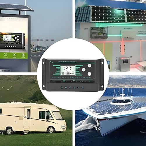 Fafeicy Solarladeregler 30A 12V/24V PWM mit LCD-Display und Dual USB - Wasserdichter Solarregler für Solarpanel, mit Schutzfunktionen (z30)