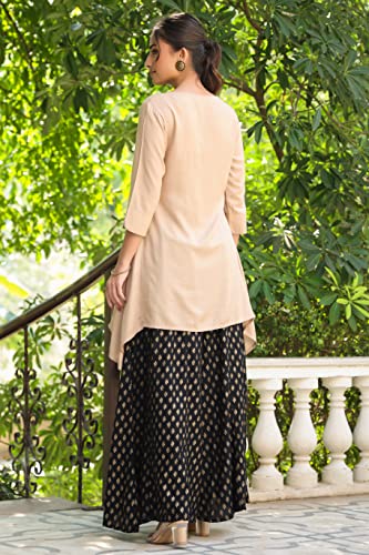 Image of Juniper Women's Rayon Slub Solid Asymmetric Kurta