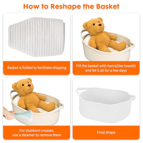 powerking kleiner gewebter Korb mit Geschenktaschen und Bändern, leere dekorative Geschenktruhe Box, Geschenkkorb für Babydusche, Geburtstag, Ostern, Thanksgiving, Weihnachten