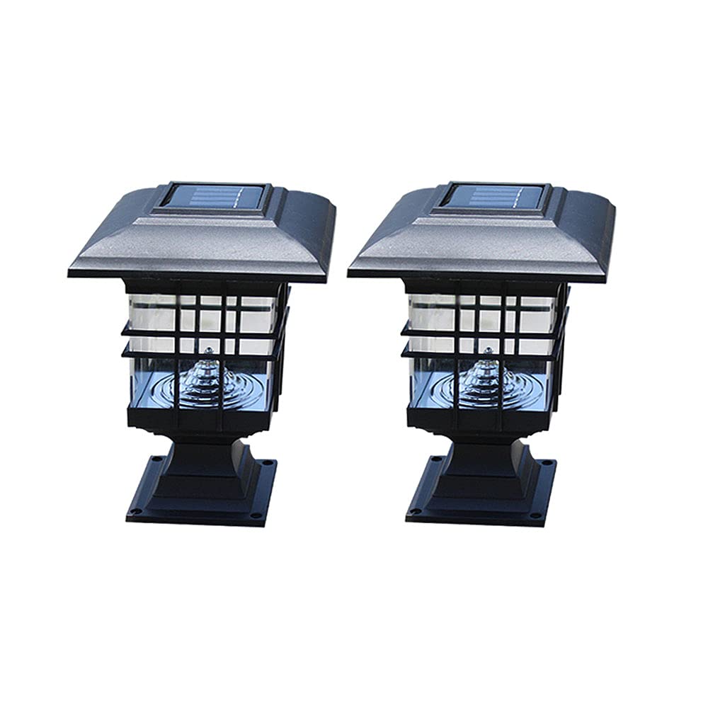 2pcs Solar Lamp Outdoor Post Light Column Pillar Lantern, Solar Powered Bollard Lamps Pillar Lighting Fixture, Outside Table Column Light for Gate Porch Patio Driveway