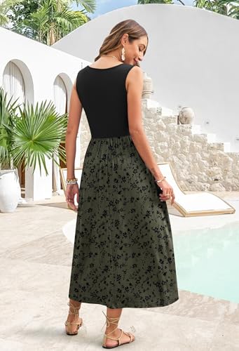 Image of WNEEDU Women's Summer Maxi Dress Casual Sleeveless Sundress