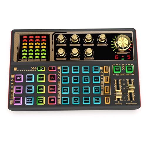 Live-Soundkarte, Sprachwechsler, Tragbare Audio-Mixer-Board-Soundeffekte, Externe Soundkarten für Live-Streaming, Begleitung, Gaming