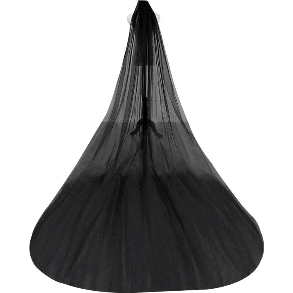 Hrippy Black Wedding Bride Veil Long Bridal Veil With Comb Cathedral Length Long Wedding Bridal Veil Wedding Hair Accessories
