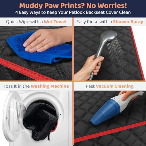 Image of Front Seat Dog Cover for Car, Truck & SUV - Waterproof, Non-Slip Pet Car Seat Cover for Dogs - Durable, Clean, Front Passenger Seat Protector for Pets & Vehicles. (2, Red)